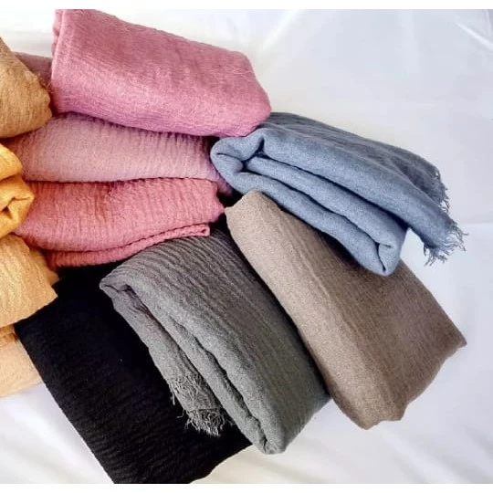 Pasmina Crinkle Polos Part3 / Pasmina Polos / Pasmina Lecek/Pasmina Arabian/Pasmina Terlaris - Gambar 3