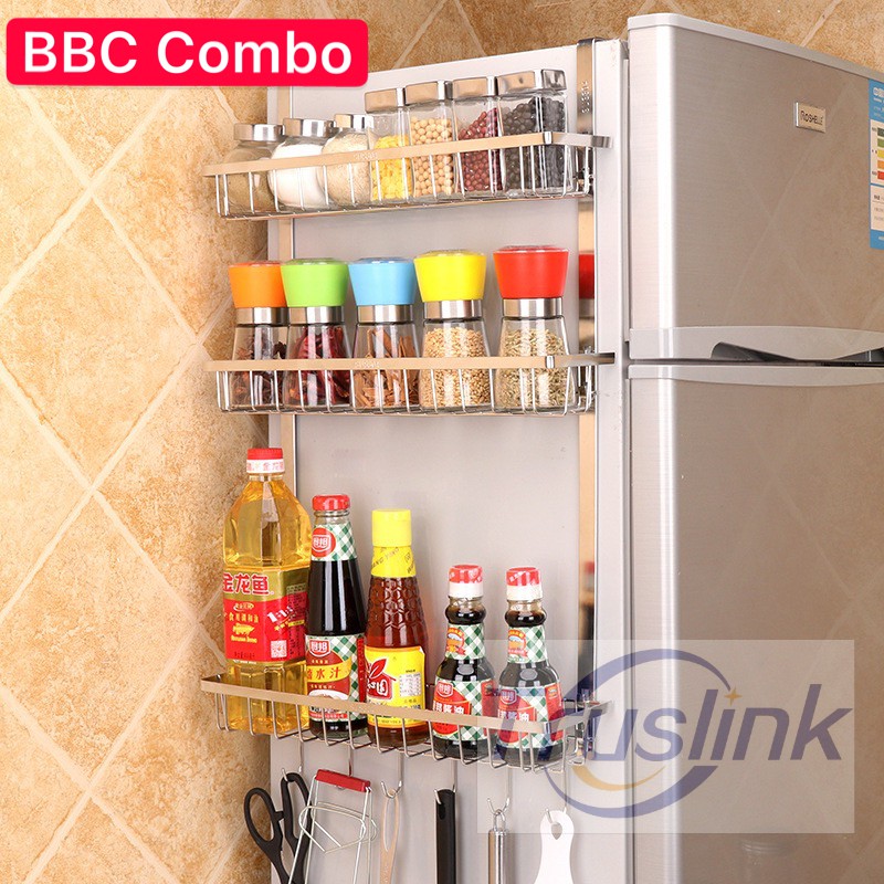304 Stainless Steel Refrigerator Rack Side Wall Hanging Kitchen Rack ...