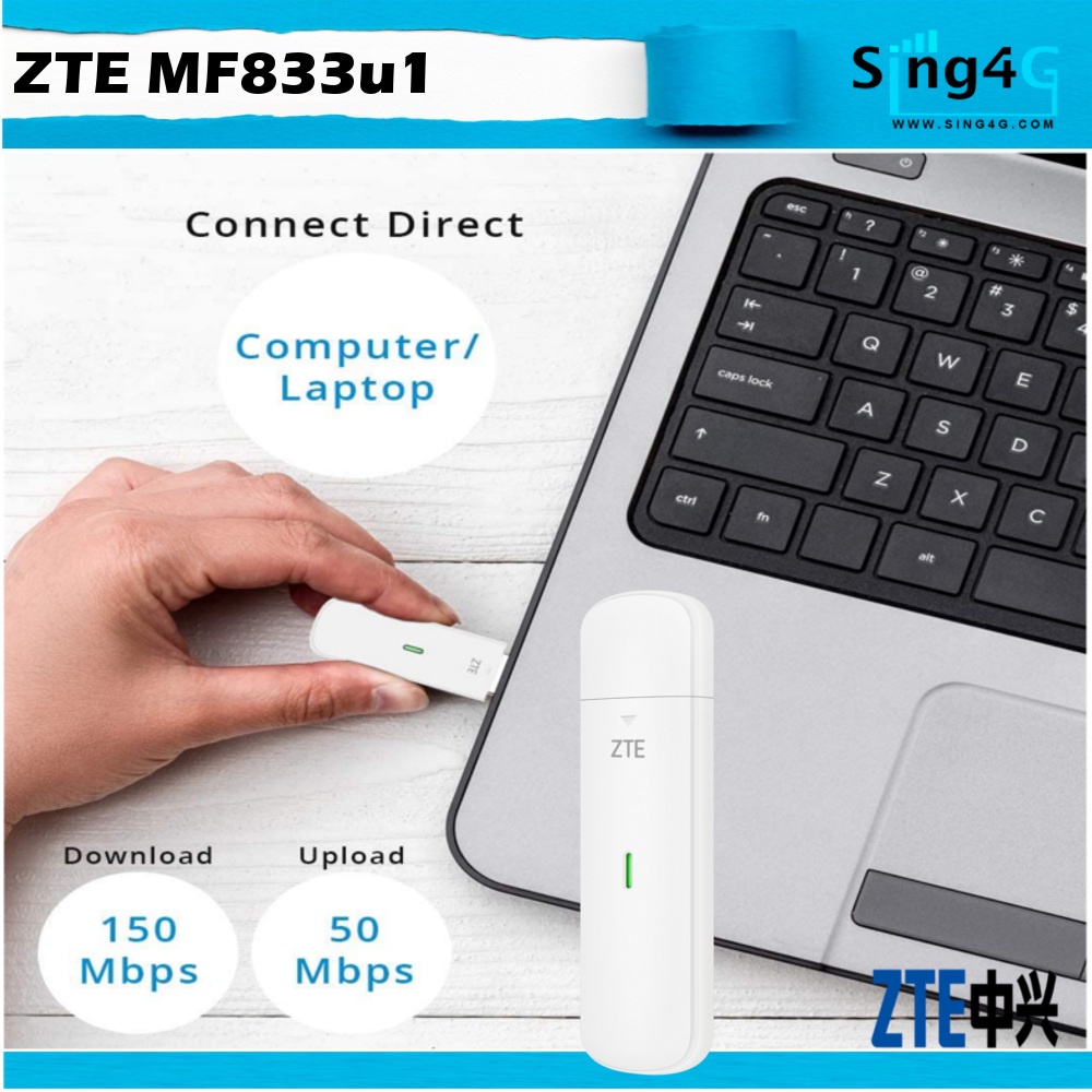 4g Usb Modem Zte Mf833 High Speed 150mbps Lte Shopee Singapore