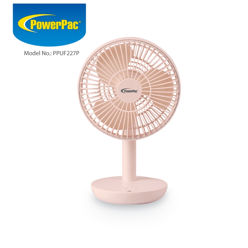 PowerPac Table Fan, Desk Fan, USB Fan Wireless Foldable Rechargeable with 4 speed setting