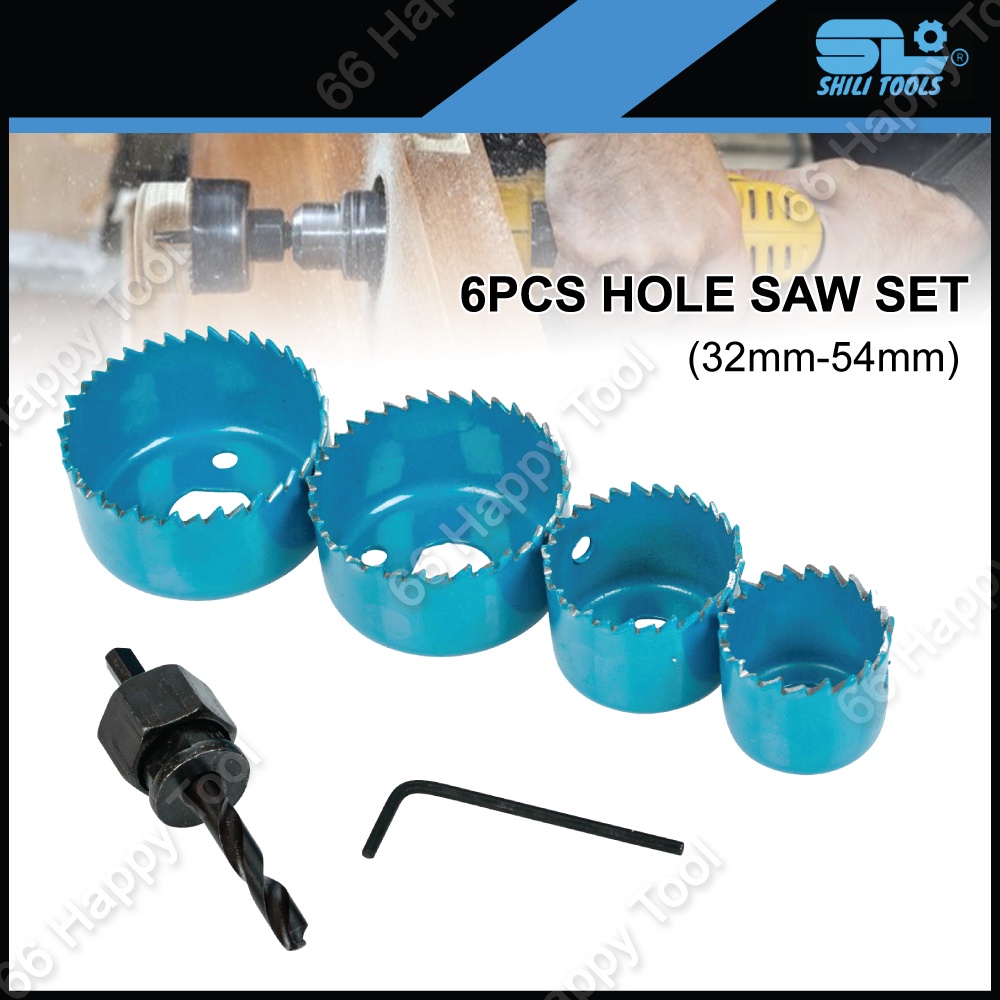 Shili Tools Hole Saw Set 6PCS Sharpened Teeth for Cutting Wood Drywall ...