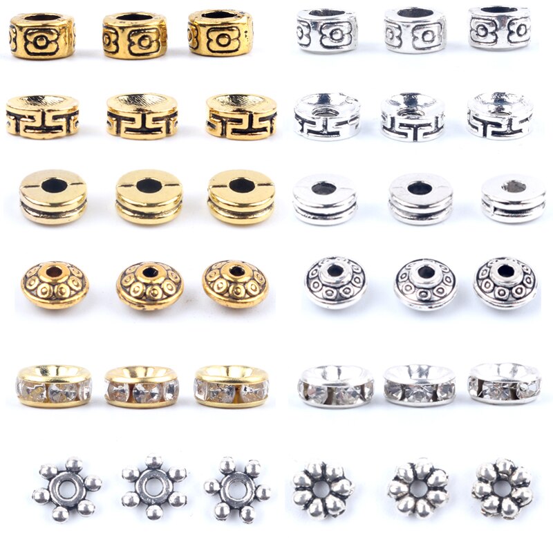 Charms Hollow Rhinestone Stone Loose Metal Spacer Beads for