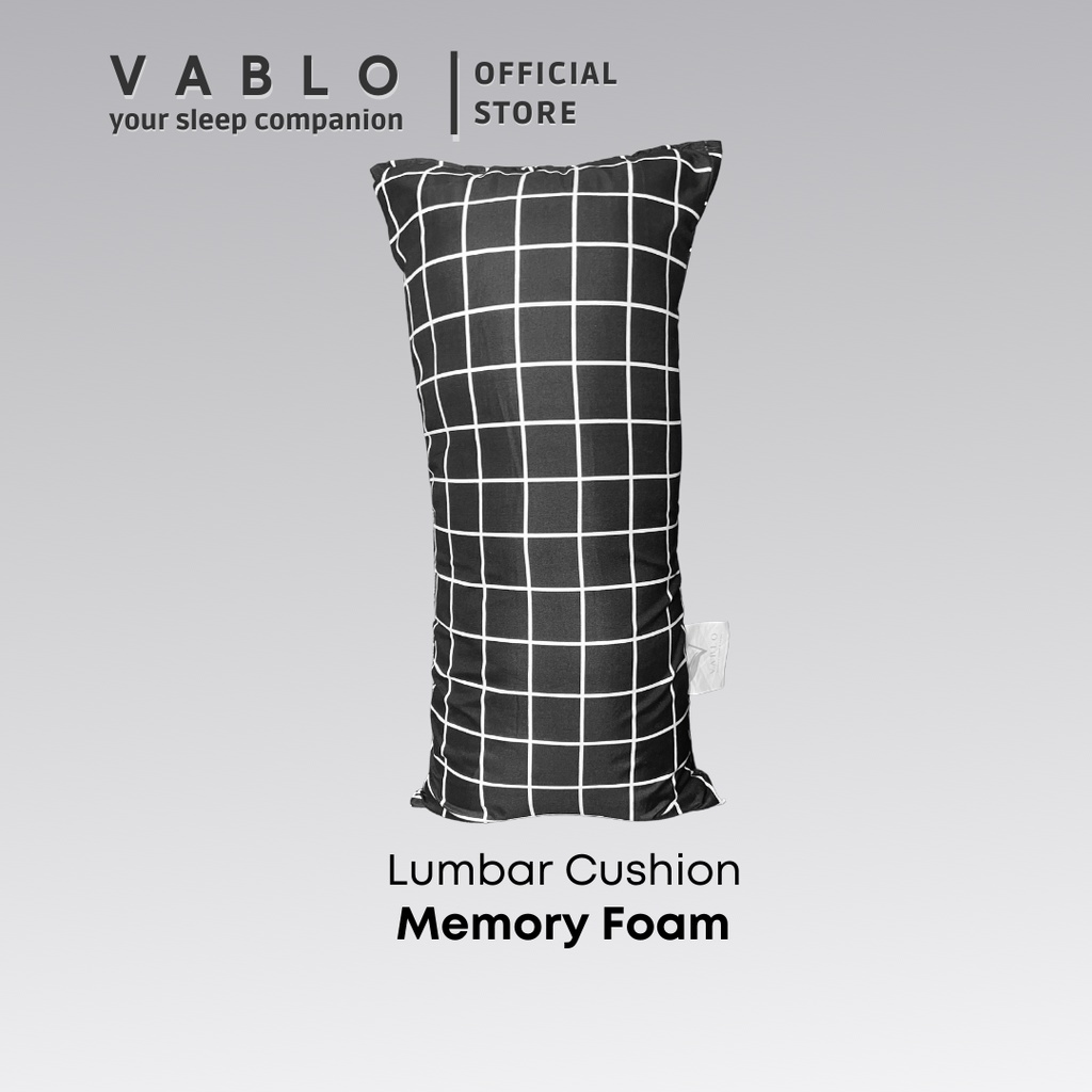 Vablo bantal lumbar cushion memory foam micro - motif hitam - premium cushion pillow - Gambar 4