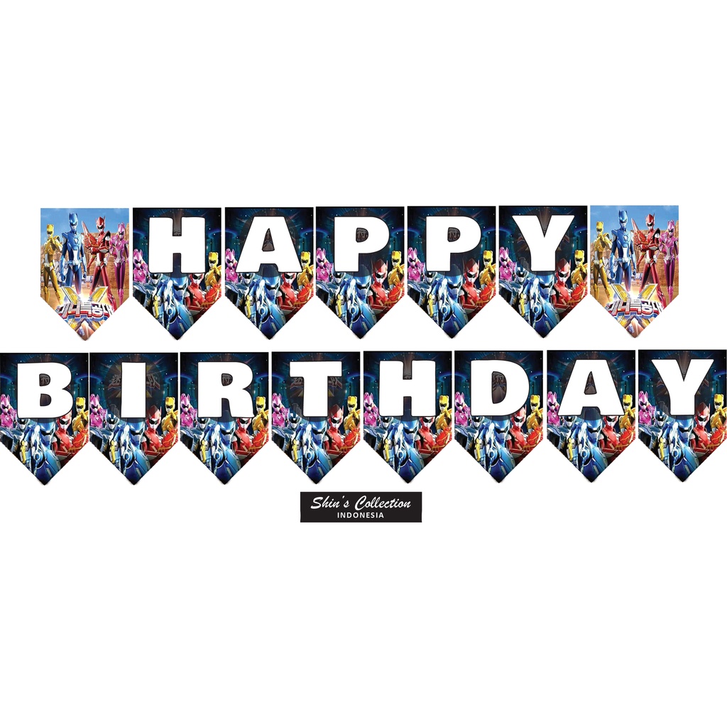 Banner bunting flag garland happy birthday Miniforce Mini Force set ...