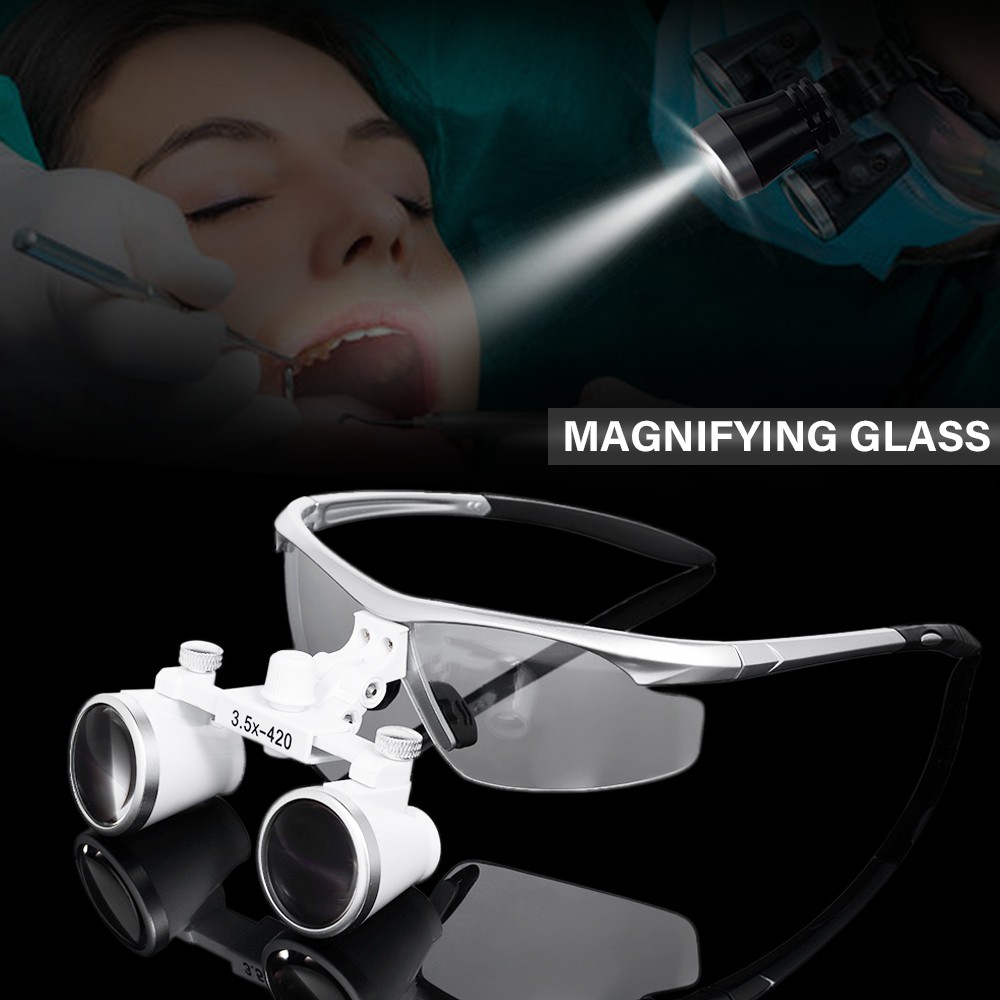 Medical 2.5x 3.5x Binocular Loupe Magnifier Glasses Led Dental LED