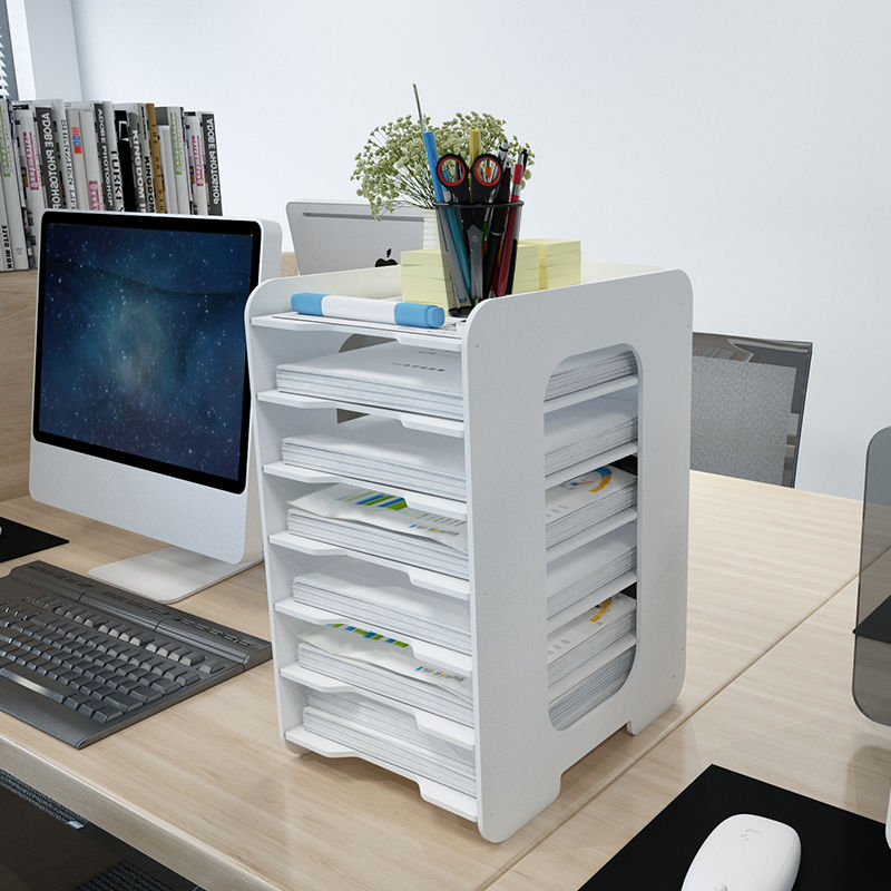 Multi layer file shelf data shelf desktop simple shelf A4 paper storage ...