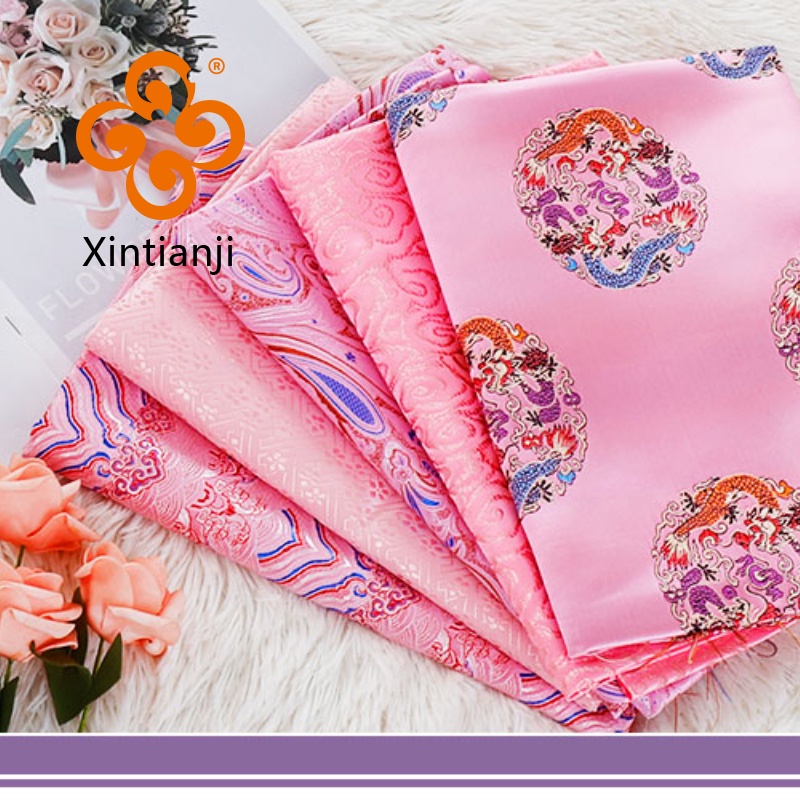 Pink Series Brocade Fabric High-density Nylon Embroidered Damask Fabric ...