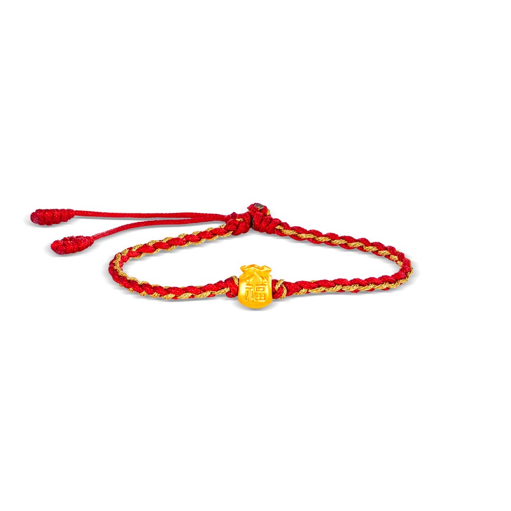 SK Jewellery Fortune Bag 999 Pure Gold Rope Bracelet