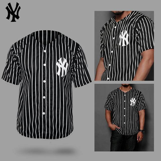 HITAM Ny baseball Jersey Black Stripe Shopee Singapore