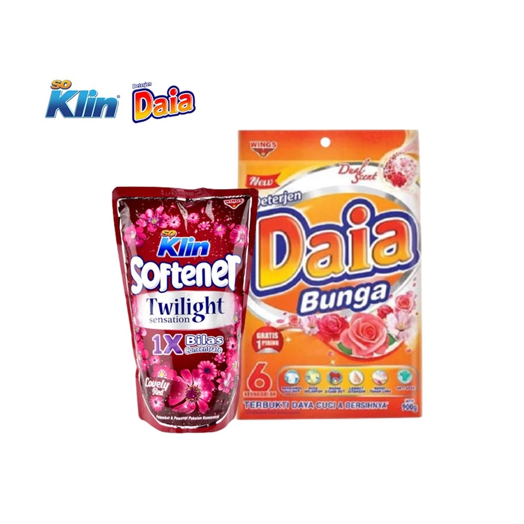 Softener Sekali Bls Violet Pouch + Powder Detergent Daia Bunga Bag - Paket Pakaian Wangi & Bersih 6
