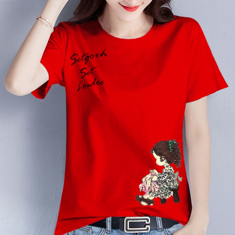 [95% Pure Cotton] T-shirt Short-sleeved New Korean Loose Bottoming ...