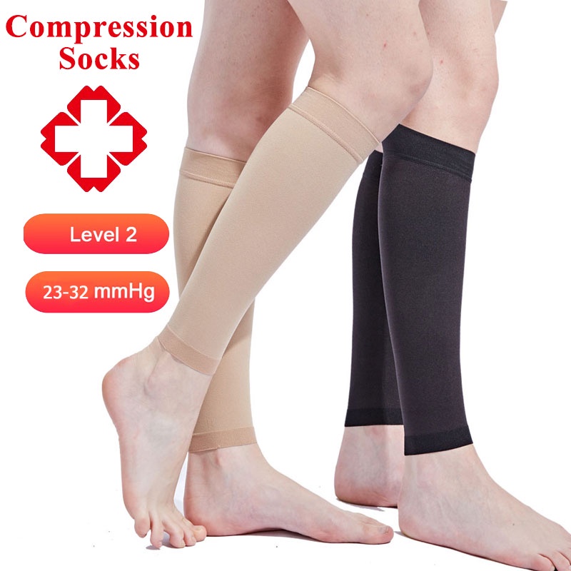 Varicose Compression Stockings 23-32mmhg Elastic Compression Sock Women  Vein Fatigue Relief Leg Warmer Pressure Calf Sleeve 5XL Beige/37 (Color 