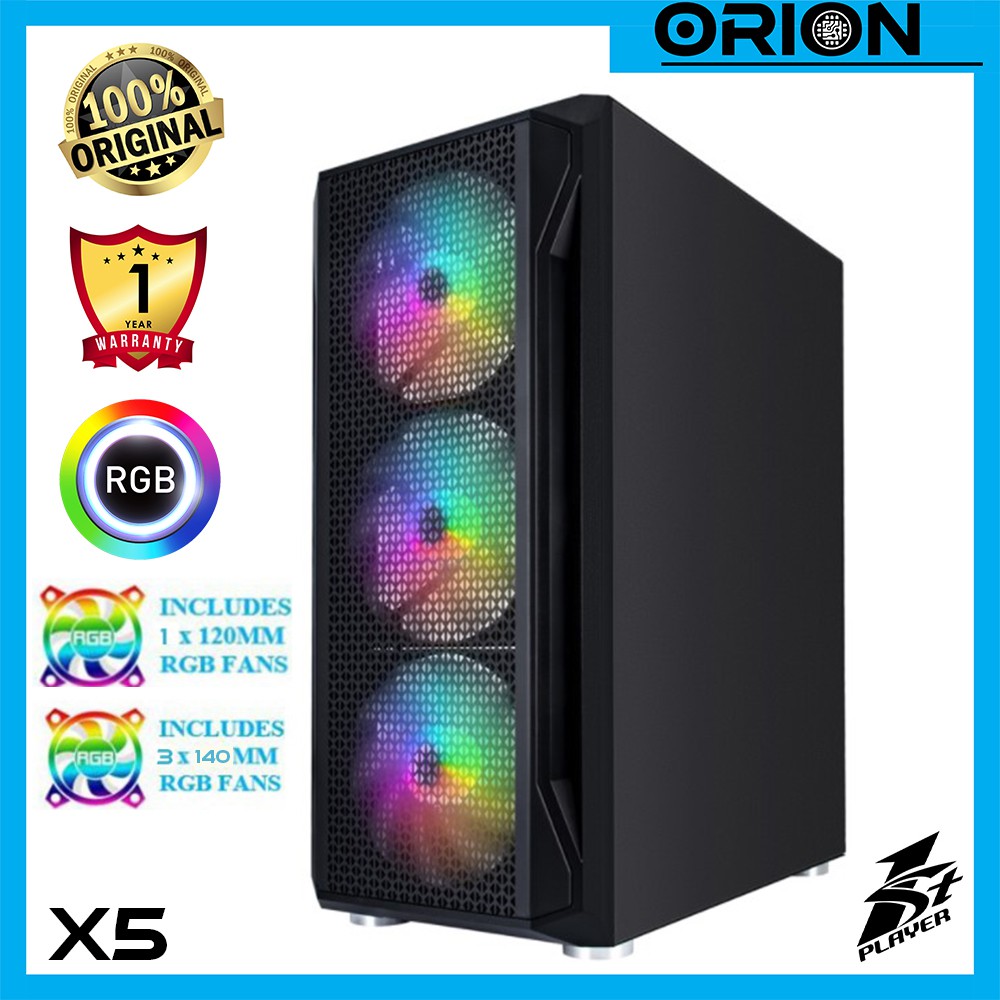 1st Player Firebase X5 Metal Mesh & TG Side Panel ATX Gaming Casing