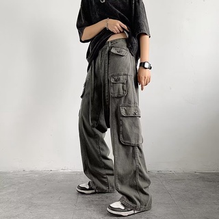 Mens Fashion Multi Pocket Casual Breathable Baggy Cargo Pants In Apric