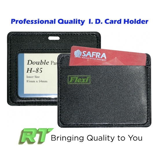 Landscape PU Leather Double Pass Card Holder Name Tag for Security Pass ...
