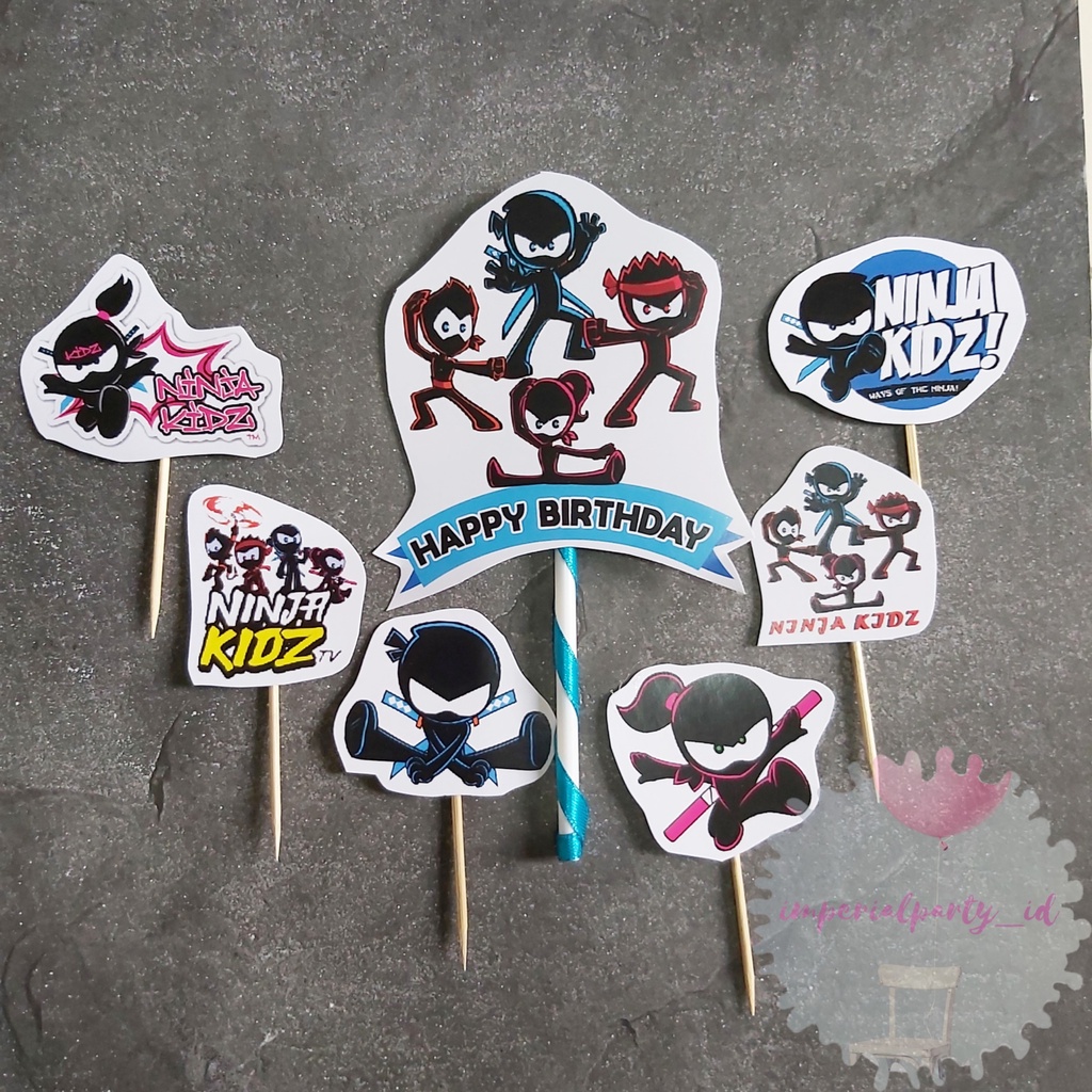 Cake Cupcake Topper Skewer Happy Birthday Ninja Kidz Tv | Shopee Singapore