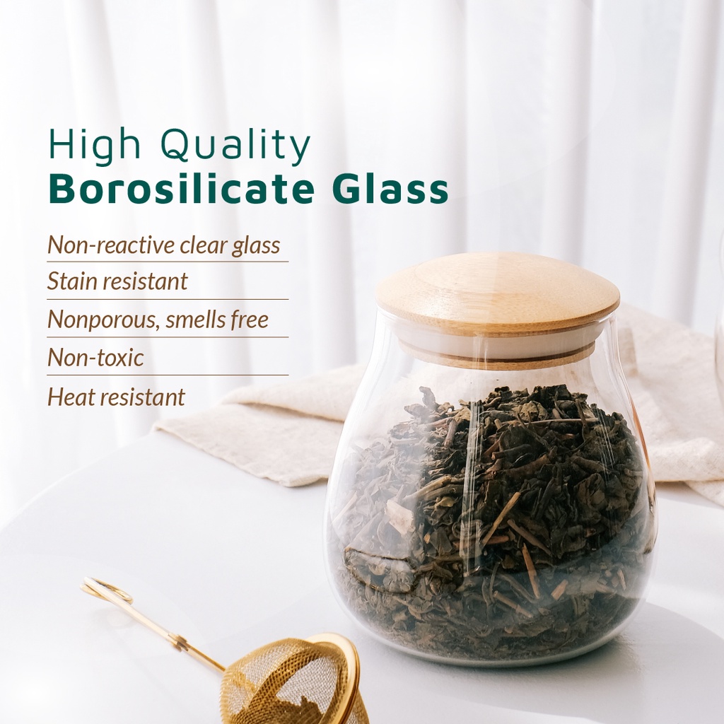 Toples Kaca Bulat Storage Jar Borosilicate Kedap Udara ( dia 6.5-8.5 cm ) - Gambar 2