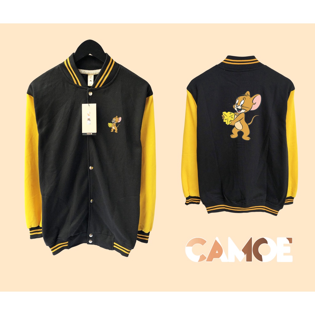 Premium varsity jacket with jeri tom and jerry mouse rat | Shopee Singapore