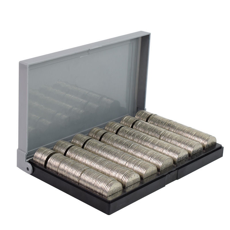 Multifunctional One-Yuan Coin Storage Artifact Box Bank Coin Box Change 1 Yuan Storage Box with Lid/Coin Storage Box / Car Coin Case Storage Box / Holder Container Organizer