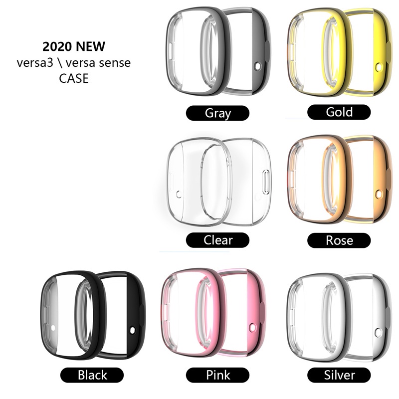 Protective Case Cover For Fitbit Versa 3 fitbit Sense Watch Shell Bezel band bumper for Versa3 smartwatch Shockproof protector