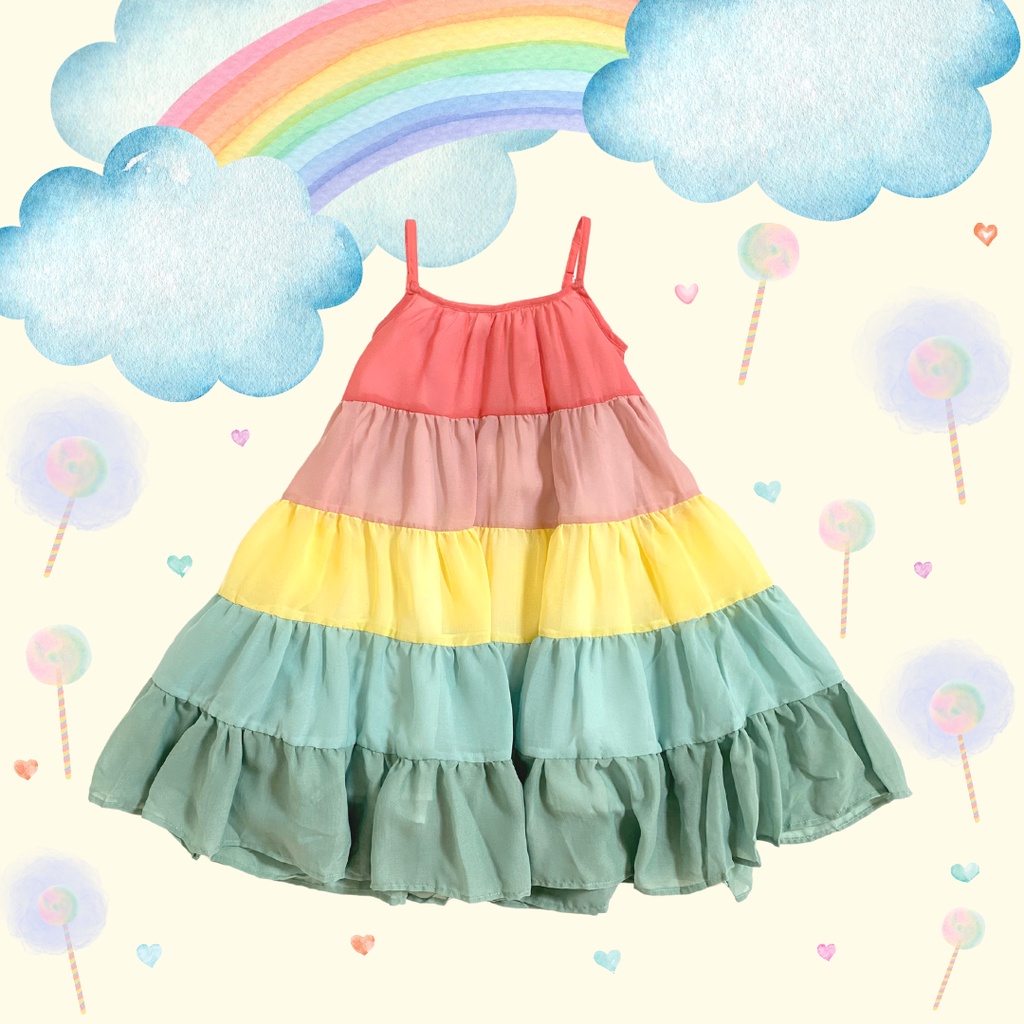 RAINBOW FLARE DRESS RAINBOW DRESS KIDS DRESS RAINBOW KIDS DRESS | Shopee  Singapore
