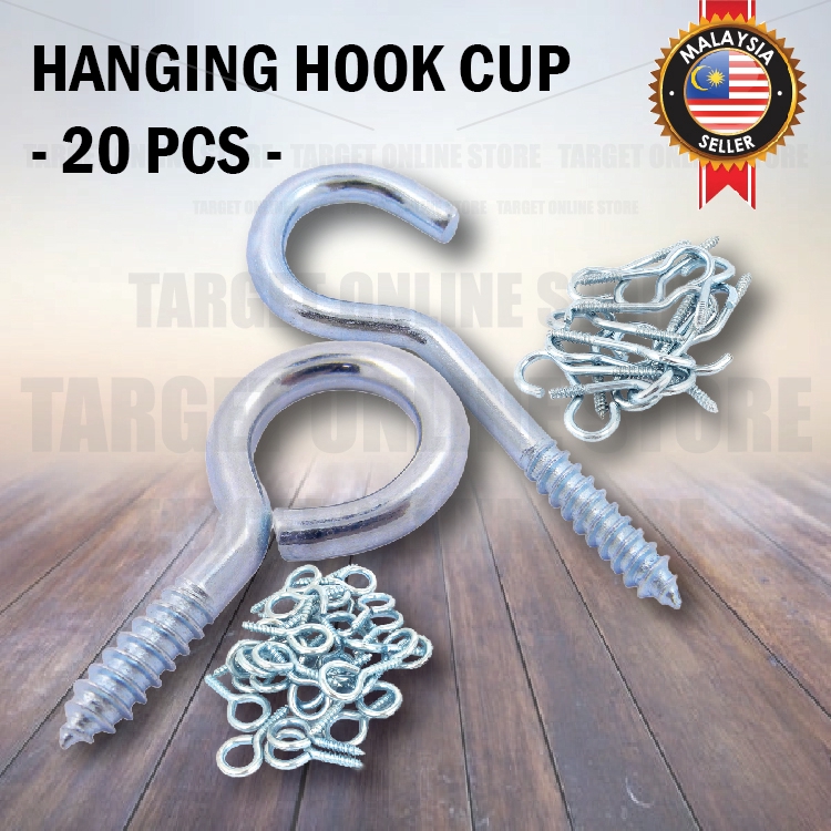 Small Metal Ring Hanging Hooks Frame Eye Cup Self Tapping Screws  DIY/Cangkuk Gantung Besi