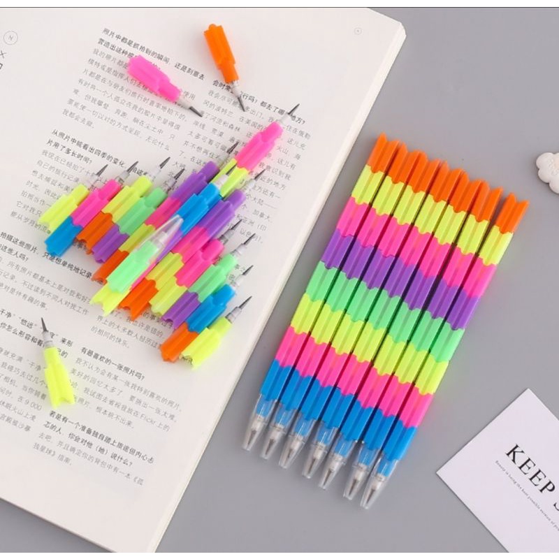 rainbow stackable pencil, min order 15 pieces, kids birthday party ...
