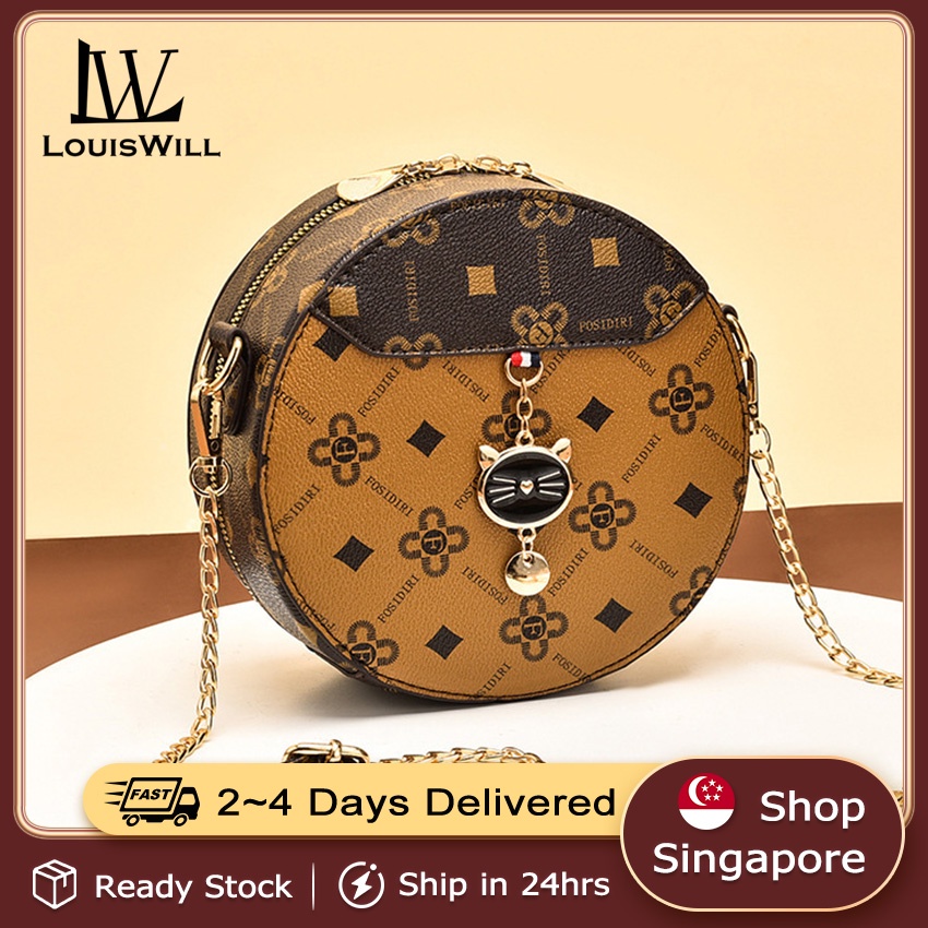 LouisWill Crossbody Bag for Women Shoulder Bag for Woman Ladies Bag Korean Bag Belt Bags Round Sling Bag with PU Leather Cute Studs Handbag Tote Cross Body Chain Bag Small Bag Tangan Wanita Bags