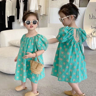 New Fashion Girls Halter Dress Summer Style Children s Polka Dot Loose Dress Baby Puff Sleeve Casual Sweet Princess Dress Shopee Singapore