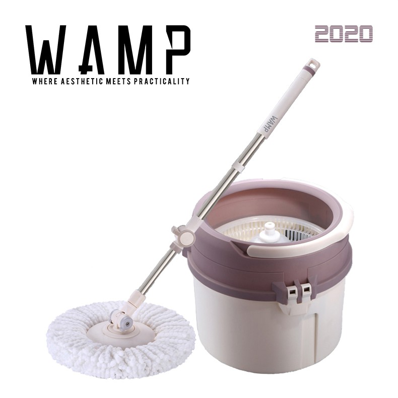 WAMP N9 Spin Mop Compact Bucket Design 2 Microfiber Head (Spin Wash