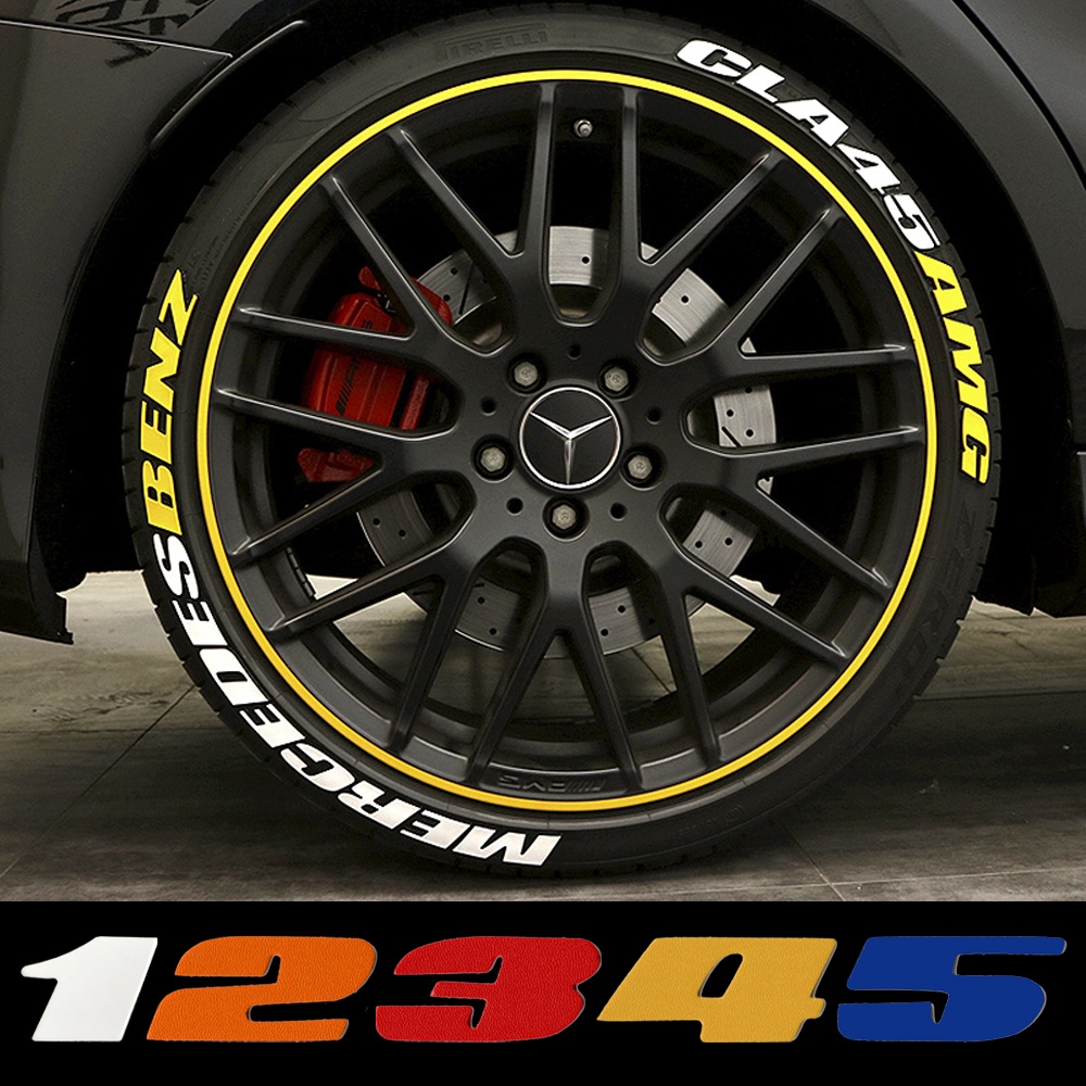 English Letter Number Wheel Tire Sticker Decals Car Motorcycle Stickers ...