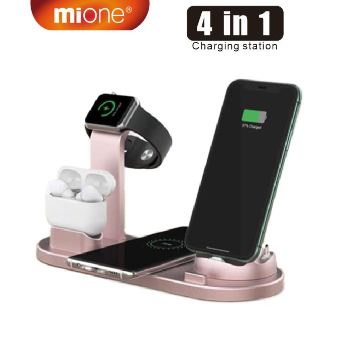Mione 6 in 1 Wireless Charger Stand 15W Fast Charger 3 in 1 Dock Station Qi wireless charger With Phone  Watch Earphone