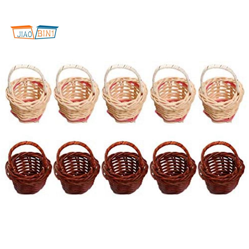 10Pcs Basket Mini Woven Baskets with Handles Plant Pots Containers