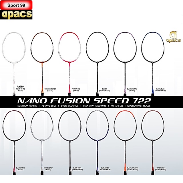 Apacs Nano Fusion Speed 722 Series【No String】 Badminton