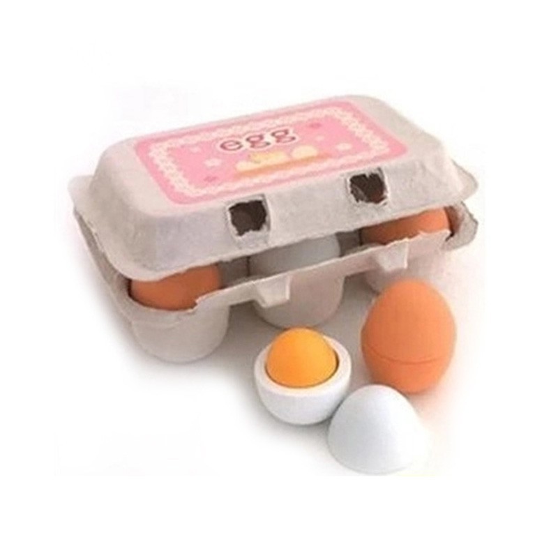 New 6Pcs Wooden Eggs Pretend Play Kids Kitchen Toys For Children Funny Cooking