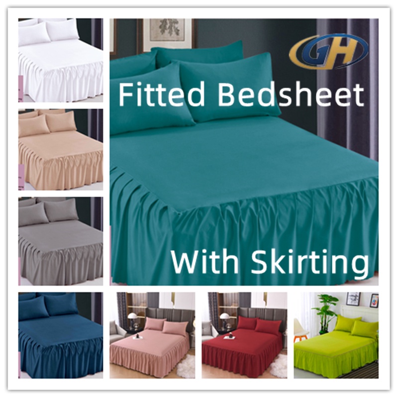 Fitted Bedsheet With Skirting/Get Free 2 Pillow Cases And 1 Bolster