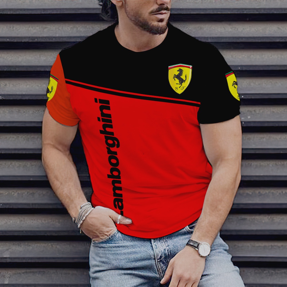 Formula One F1 Ferrari Out of Print Team Red Men's Short Sleeve T-Shirt Outdoor Extreme Sports Fan Harajuku Clothing