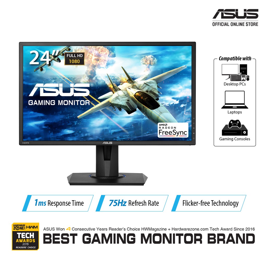 ASUS VG245H Console Gaming Monitor 24" FHD (1920x1080) 1ms, GameFast