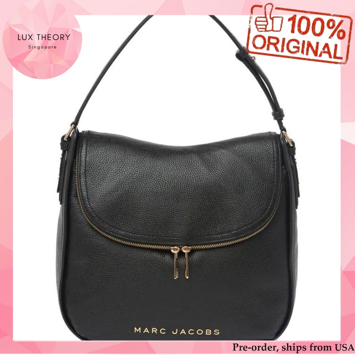 Marc Jacobs Tempo Small Black Smooth Leather Hobo Convertible Shoulder Bag Purse