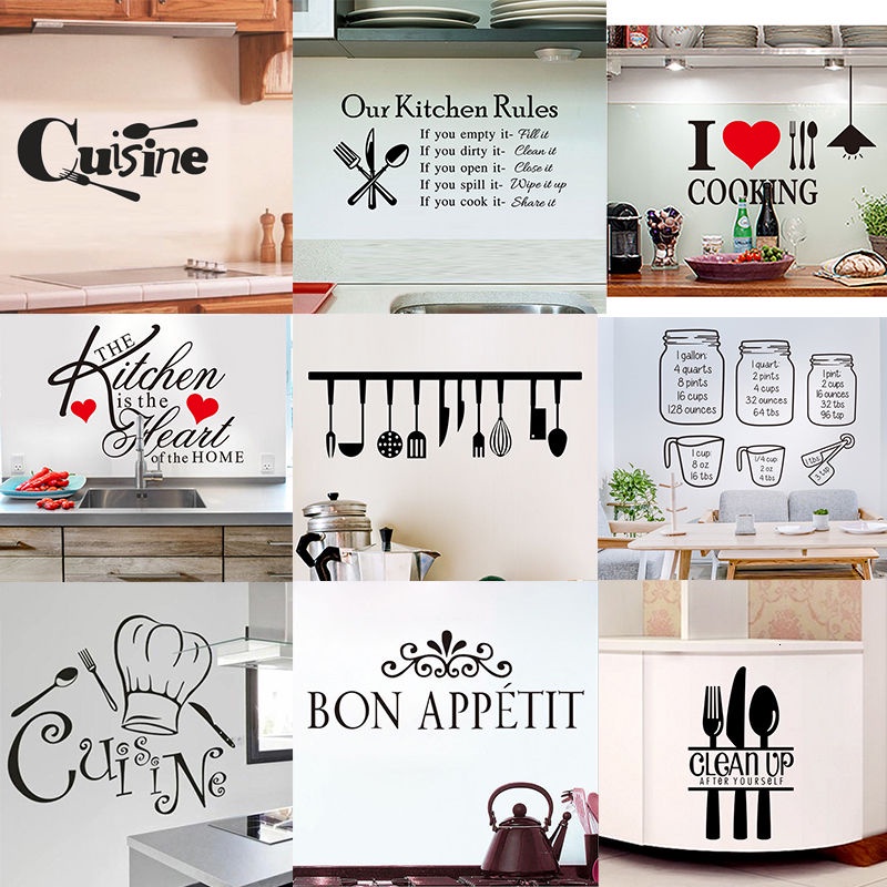 Kitchen Wall Stickers Vinyl Wall Decals for Kitchen English Quote Home ...