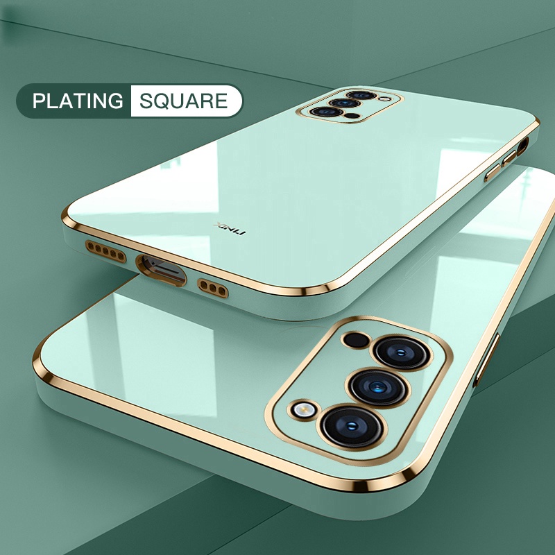 Luxury Square Edge Plating Casing Case OPPO A16 A54S A95 A74 5G Reno 5f 4F 5 4 Lite Pro 3 4G A3s Realme C1 Phone Cover