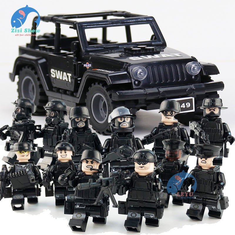 24 hours to deliver goodsToy Lego Kit Hummer Jeep Dolls Promotion Minifigures Weapons SWAT Police Military Soldier Building Blocks War Adventure