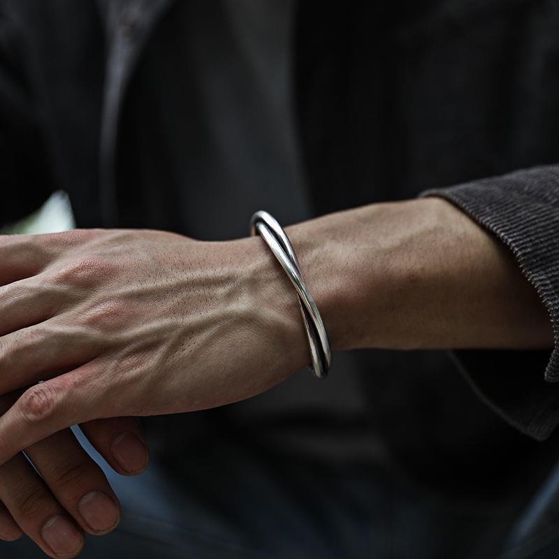 Mens black store metal cuff bracelet