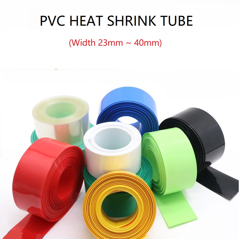 10Meter Width 23mm 27mm 29.5mm 31mm 36mm 40mm PVC Heat Shrink Tube  Insulated Film Wrap 18650 Lithium Battery Protection Warp Insulated Cable Sleeve