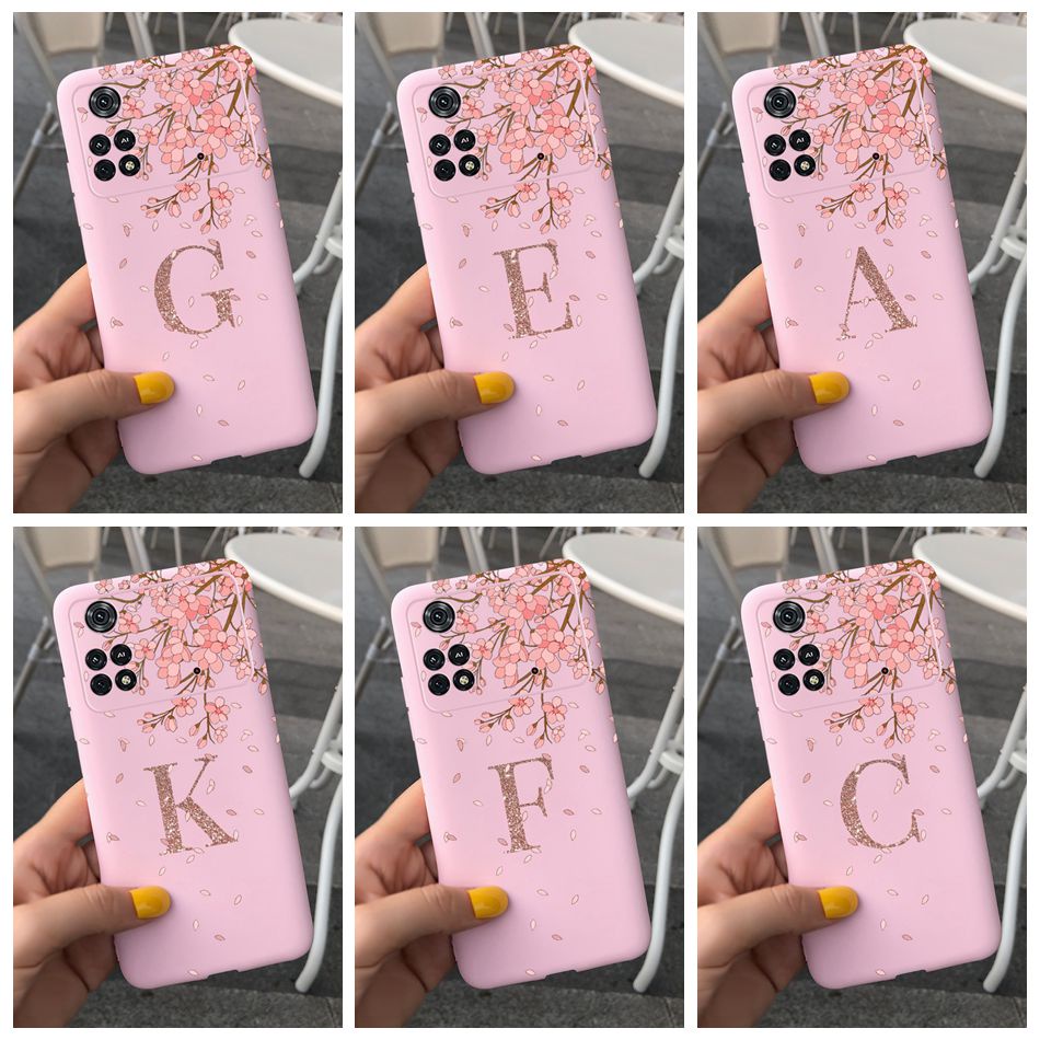 Xiaomi Poco M4 Pro 4g 5g Cute Letter Pink Jelly Phone Case Pocom4 M 4 Pro Soft Silicone Tpu Case 2076