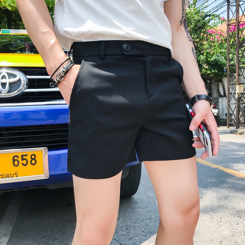 Dk001 Summer Men's Three-point Pants Korean Version Slim-fit Side Slit ...
