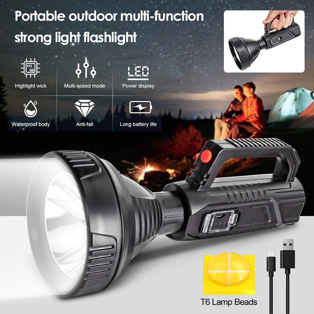 LED Flashlight rechargeable waterproof torchlight ultra bright touch ...