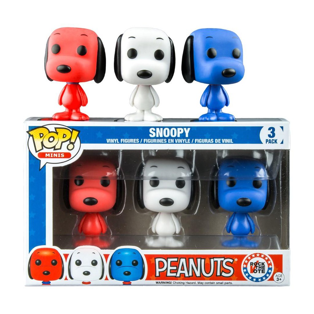 Peanuts - Rock the Vote Snoopy Mini Funko Pop! Vinyl Figure 3-Pack