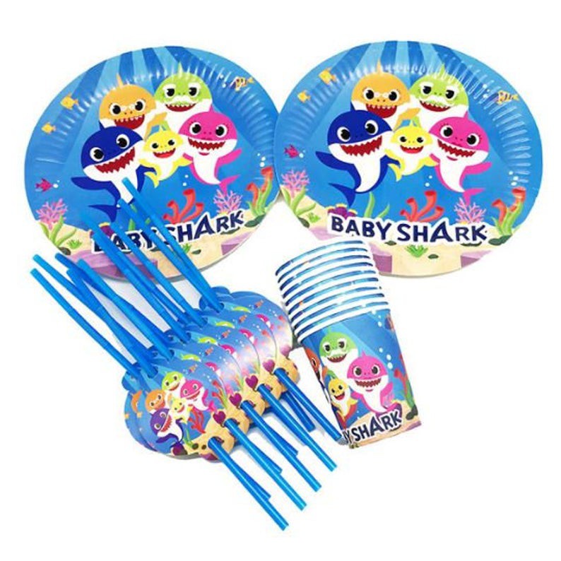 Babyshark paper plate/paper plate/ cups 10pcs | Shopee Singapore