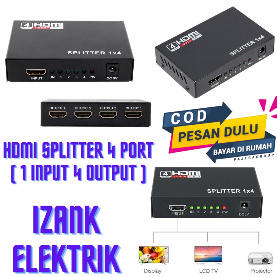 Hdmi Splitter 4 Ports (1 INPUT 4 OUTPUT) HDMI Splitter 4 Port Hub Video